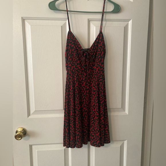 Floral Black and Red Women's Dress - Picture 2 of 5